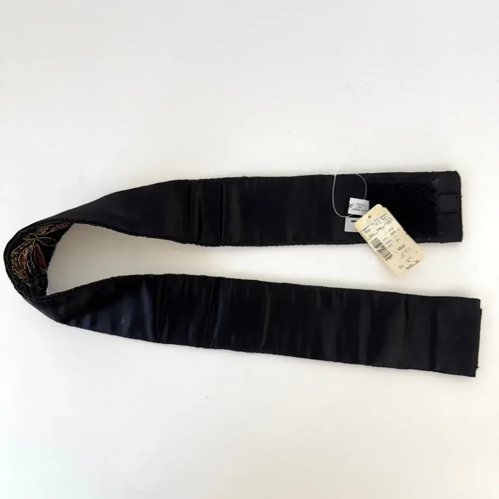 La Regale Handmade Fully Sequin Embellished Belt Satin Black Multi L NWT